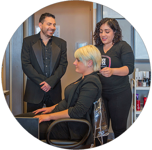 Woman cutting hair
